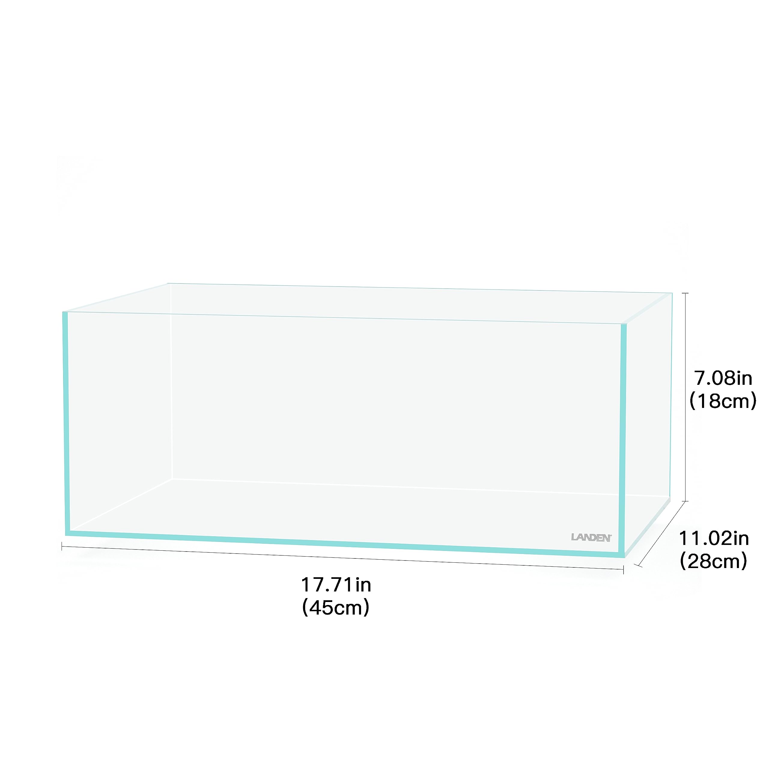 LANEDN 75S 22.1 Gal Shallow Tank, Shallow Fish Tank, Rimless Low Iron Tank, Bookshelf Aquarium W29.5  D17.7  H11 in(75x45x28cm);