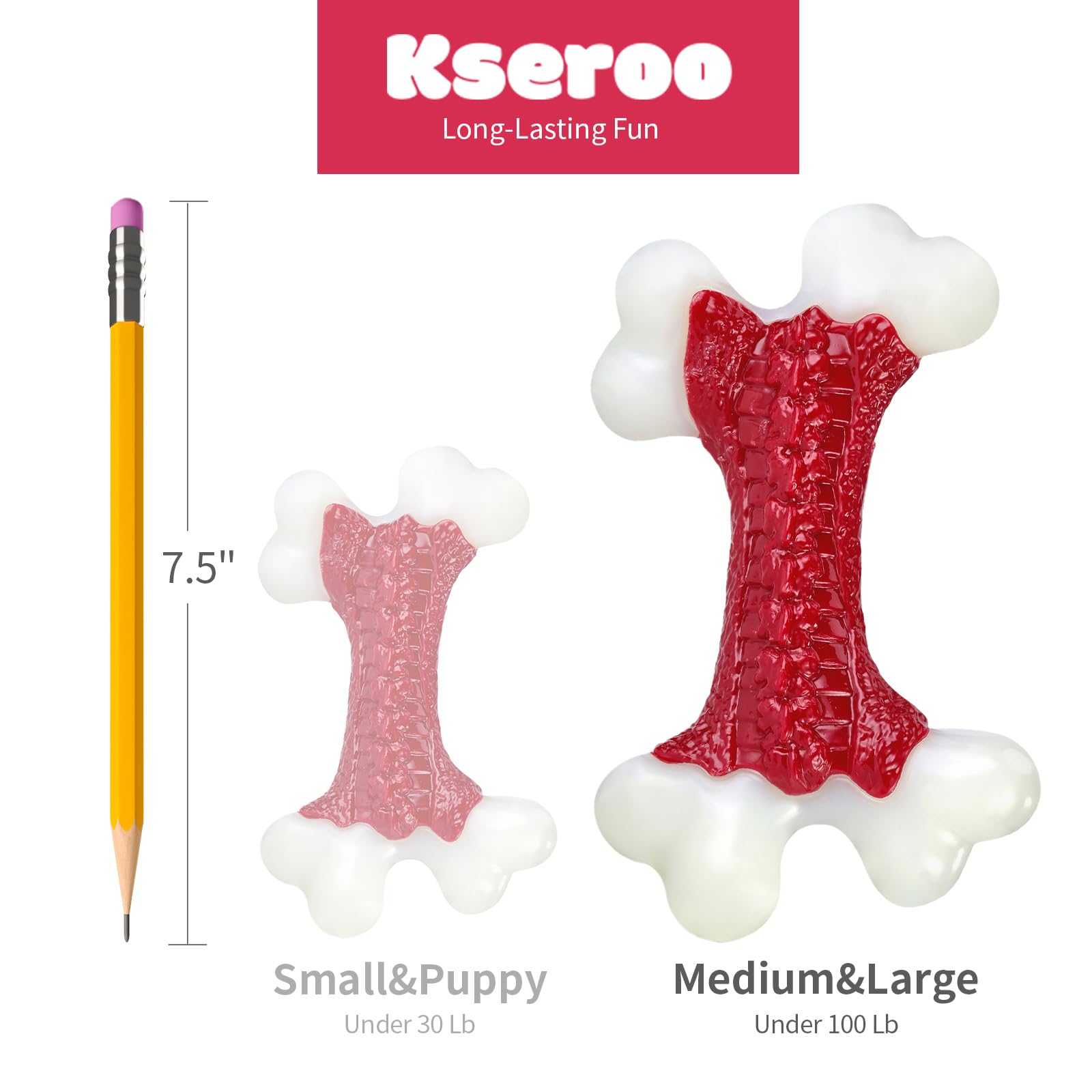 Kseroo Tough Dog Toys, Toys For Aggressive Chewers Large Breed, Chew Dogs, Bone Toy Nylon Durable Dogs Extreme Indestructible