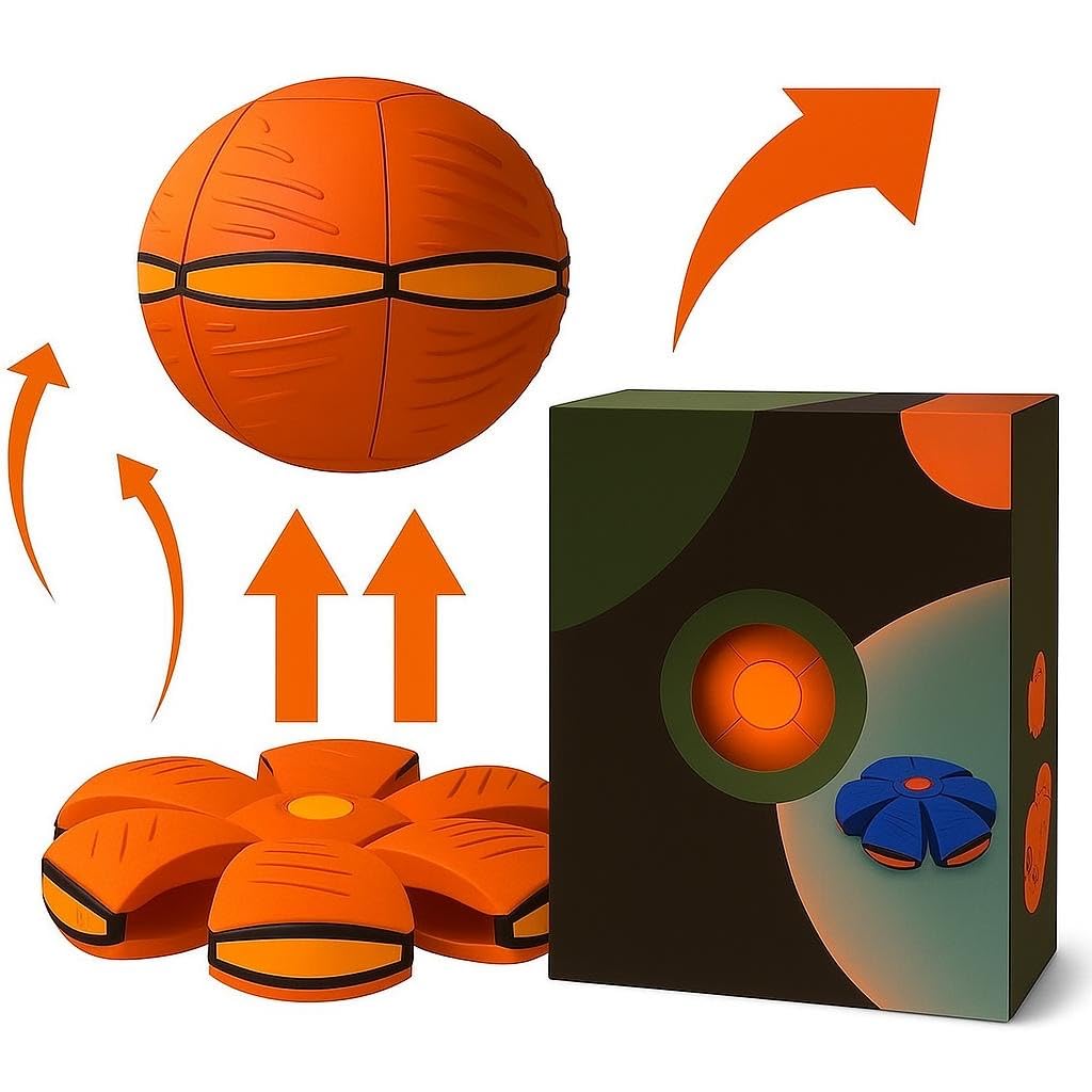 WAGGYTAILS Deluxe Quality Flying Saucer Ball for Dogs (New Royal Orange) Interactive Toy Portable Pet Toy | Outdoor Yard Play | 