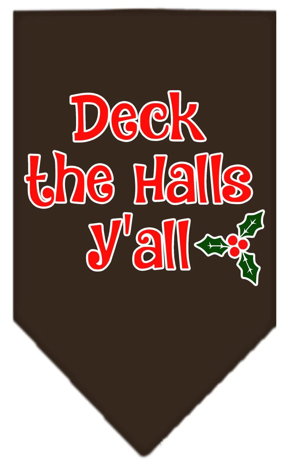 Christmas Pet and Dog Bandana Screen Printed, "Deck The Halls Y'all" Red Small