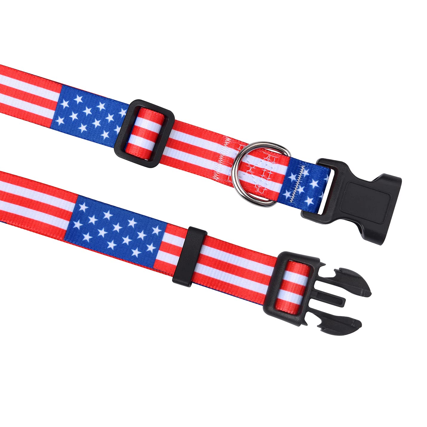 Mihqy American Flag Dog Collar And Leash Set- Patriotic, Us Flag Pattern, Star & Stripes, Fourth Of July Dog Collar, Adjustable For Small Medium Large Dogs(Classic Us Set,M)