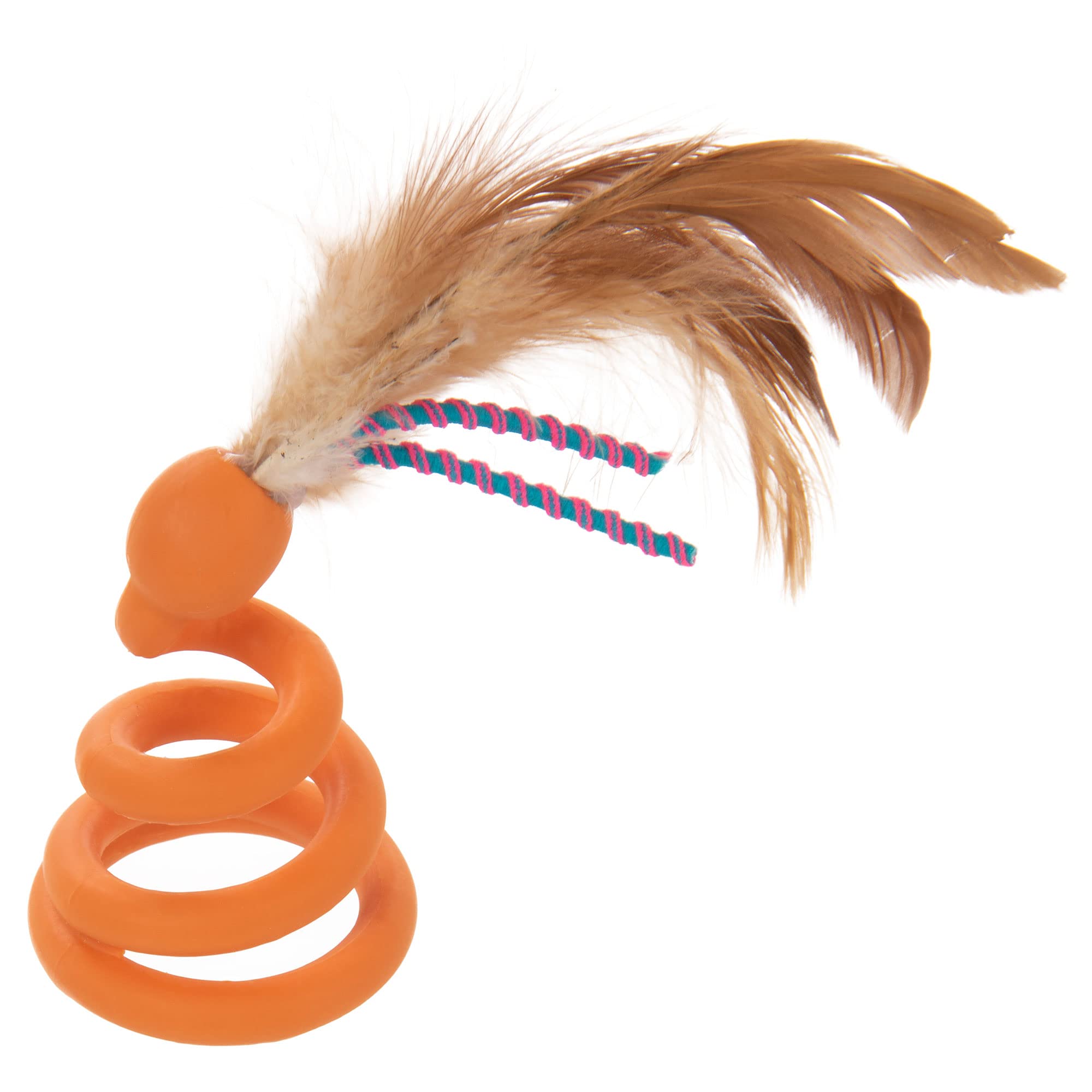 Petlinks Batty Boing Soft Spring & Feather Cat Toy - Orange, One Size