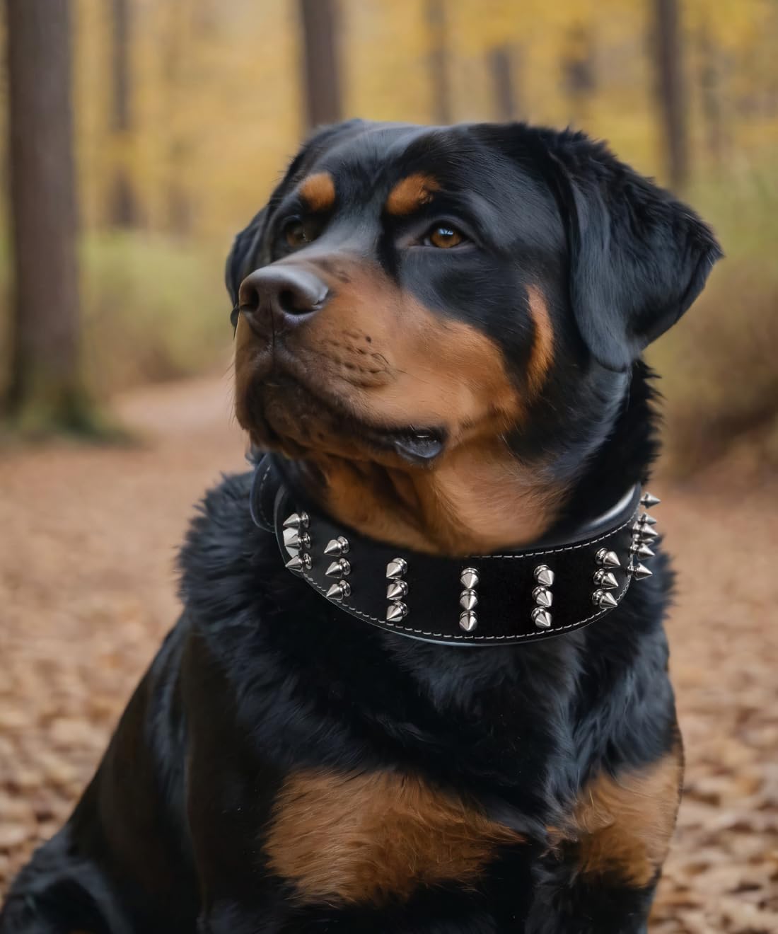 Spiked Leather Dog Collar - Premium Handmade Genuine Leather, 2.2-Inch Wide, Bold Protection And Stylish Design, Ideal For Power