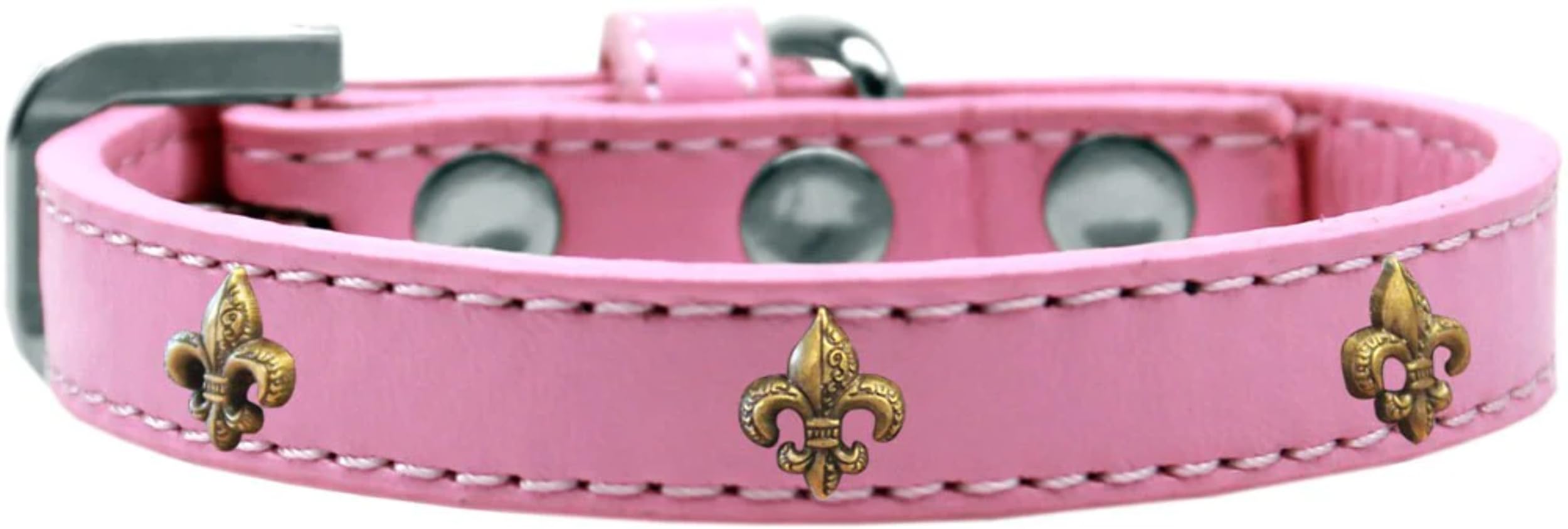 Dog, Puppy & Pet Widget Fashion Collar, Bronze Fleur De Lis Black 10