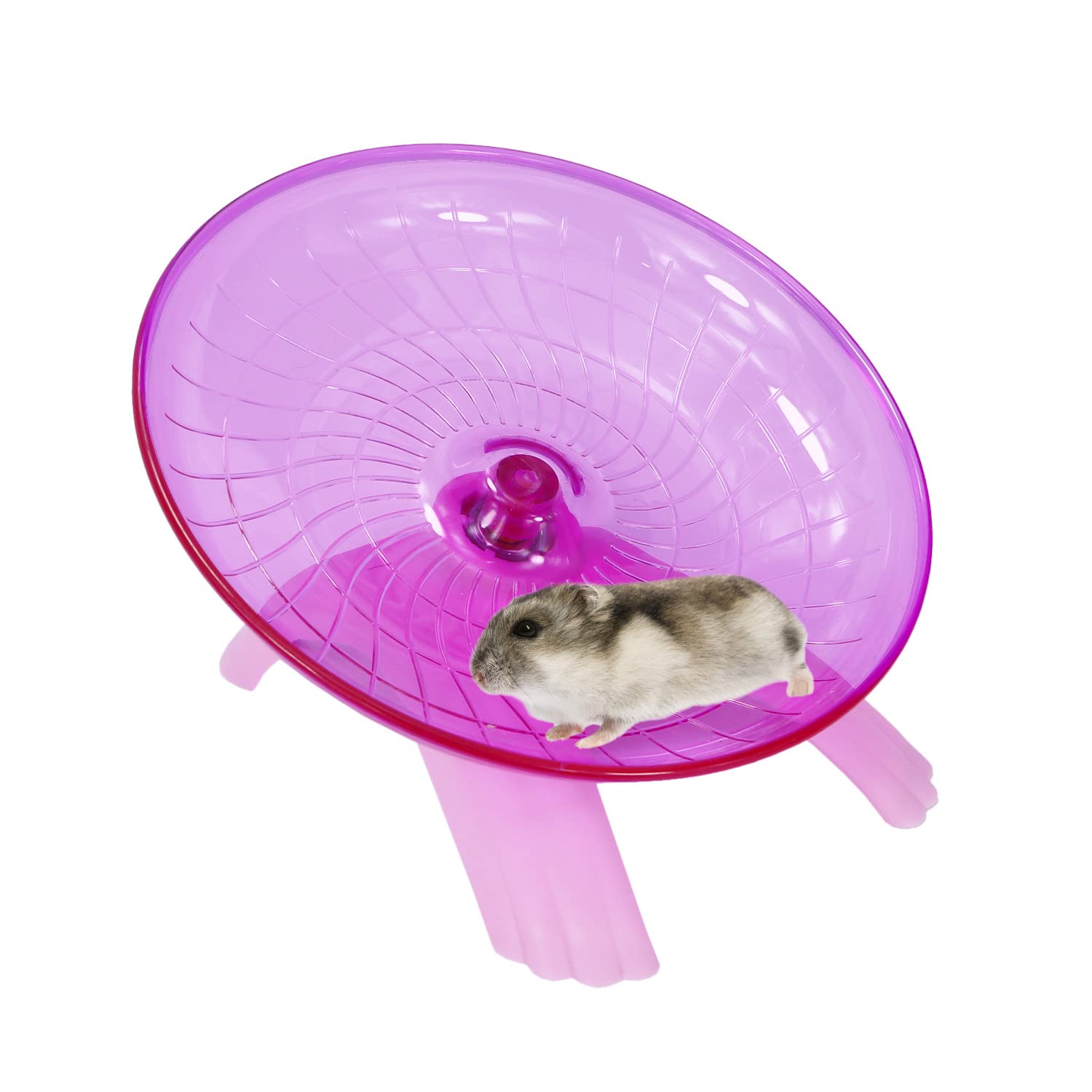 Hamster Flying Saucer Silent Running Exercise Wheel For Gerbil Rat Mouse Hedgehog Small Animals (Pink)