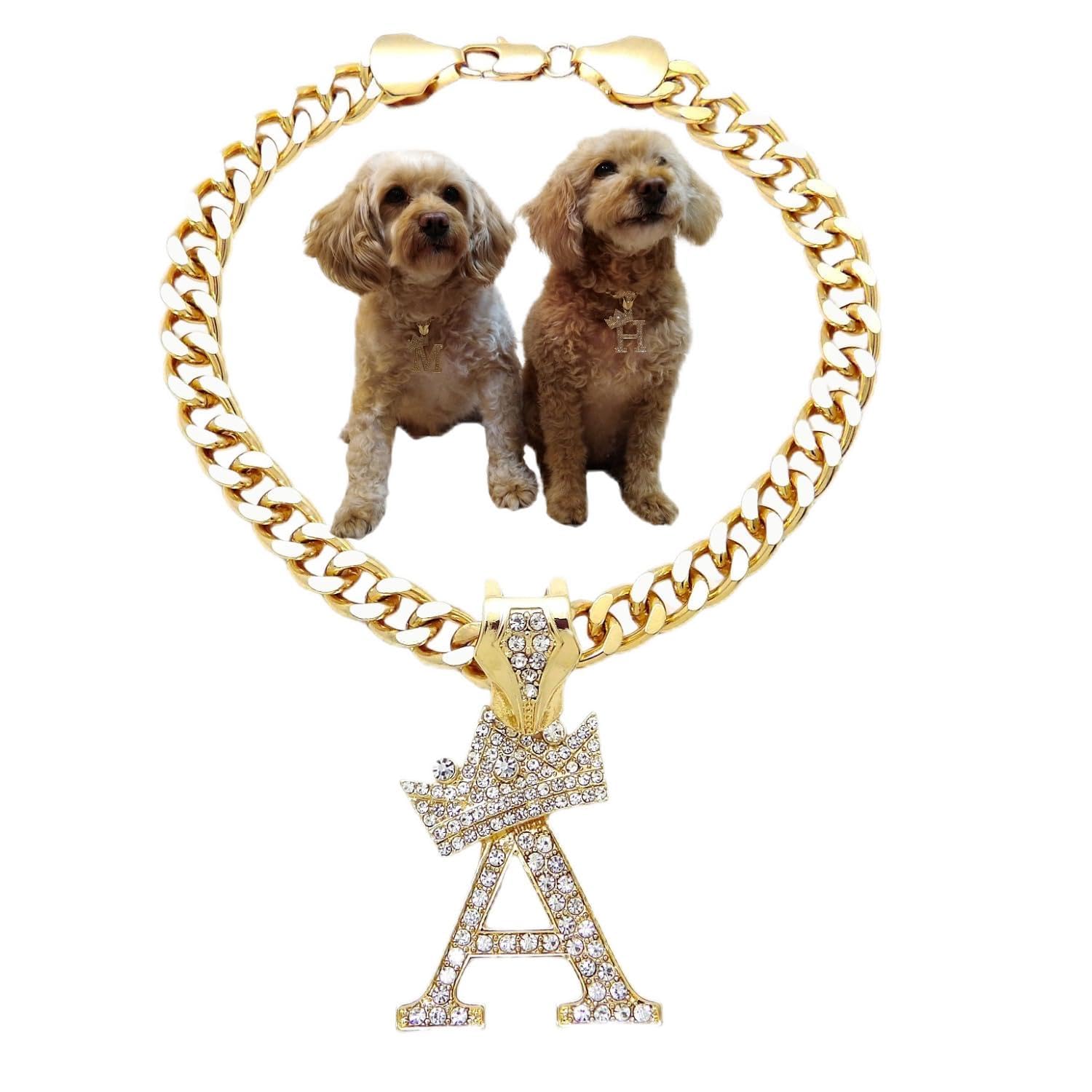 Ba Unique Fashion Initial Letter Cuban Chain Dog Chain Pet Chain Pet, Cat, Puppy Necklace (A, 14'')