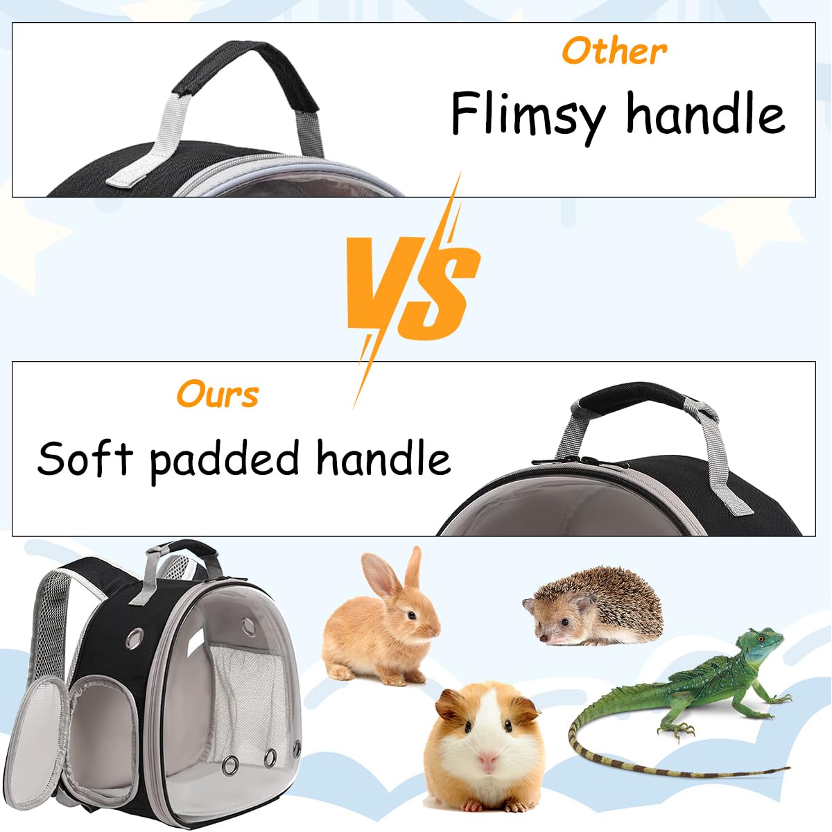 Portable Travel Small Animal Backpack Carrier Pet Backpack Guinea Pig Bird Bearded Dragon Kitten Small Dogs Turtle Rabbit Cage H