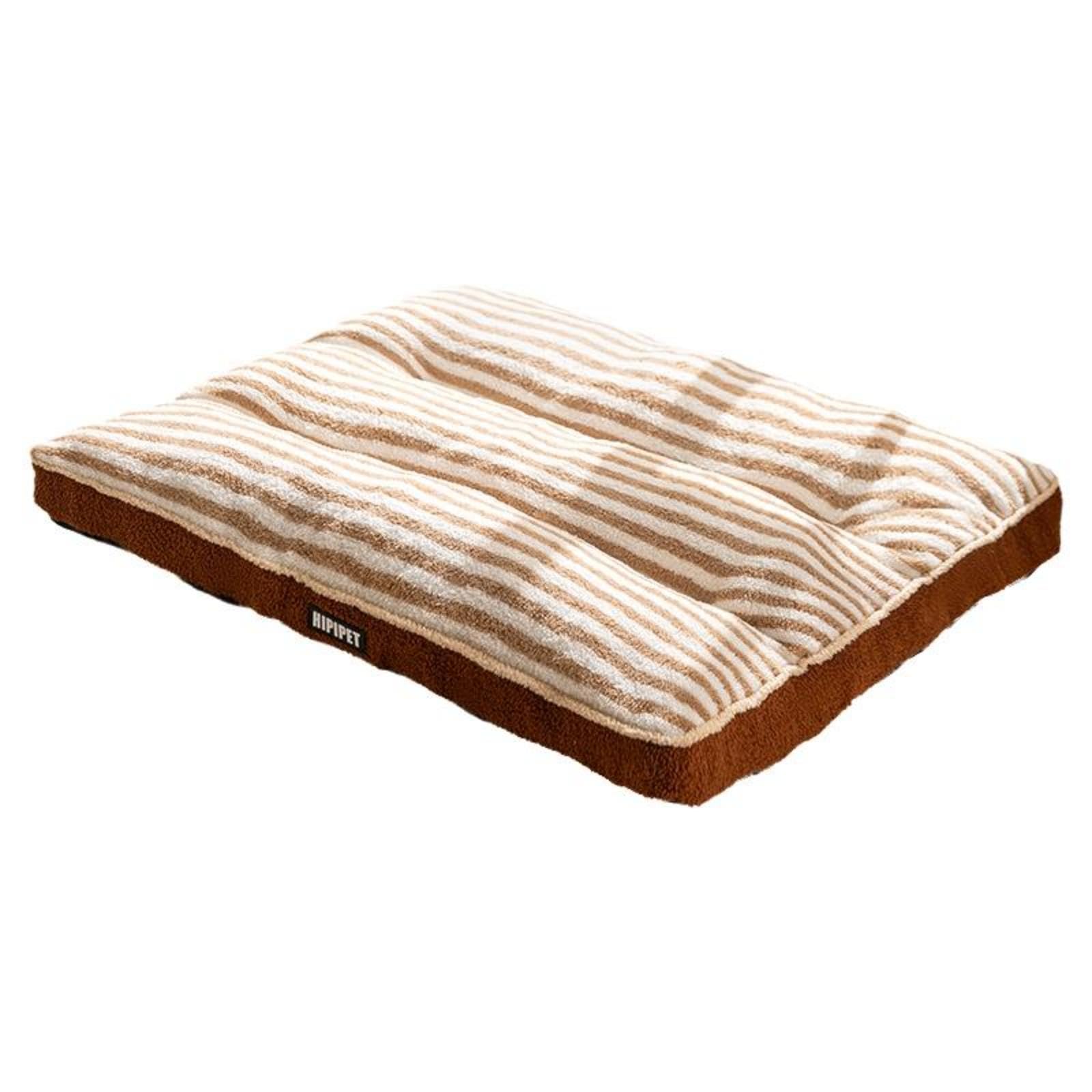 HEAVENGLOW Dog Bed Orthopedic cleanable Sofa Winter Warm Mat for Large Dogs Striped Brown 80x60x65cm