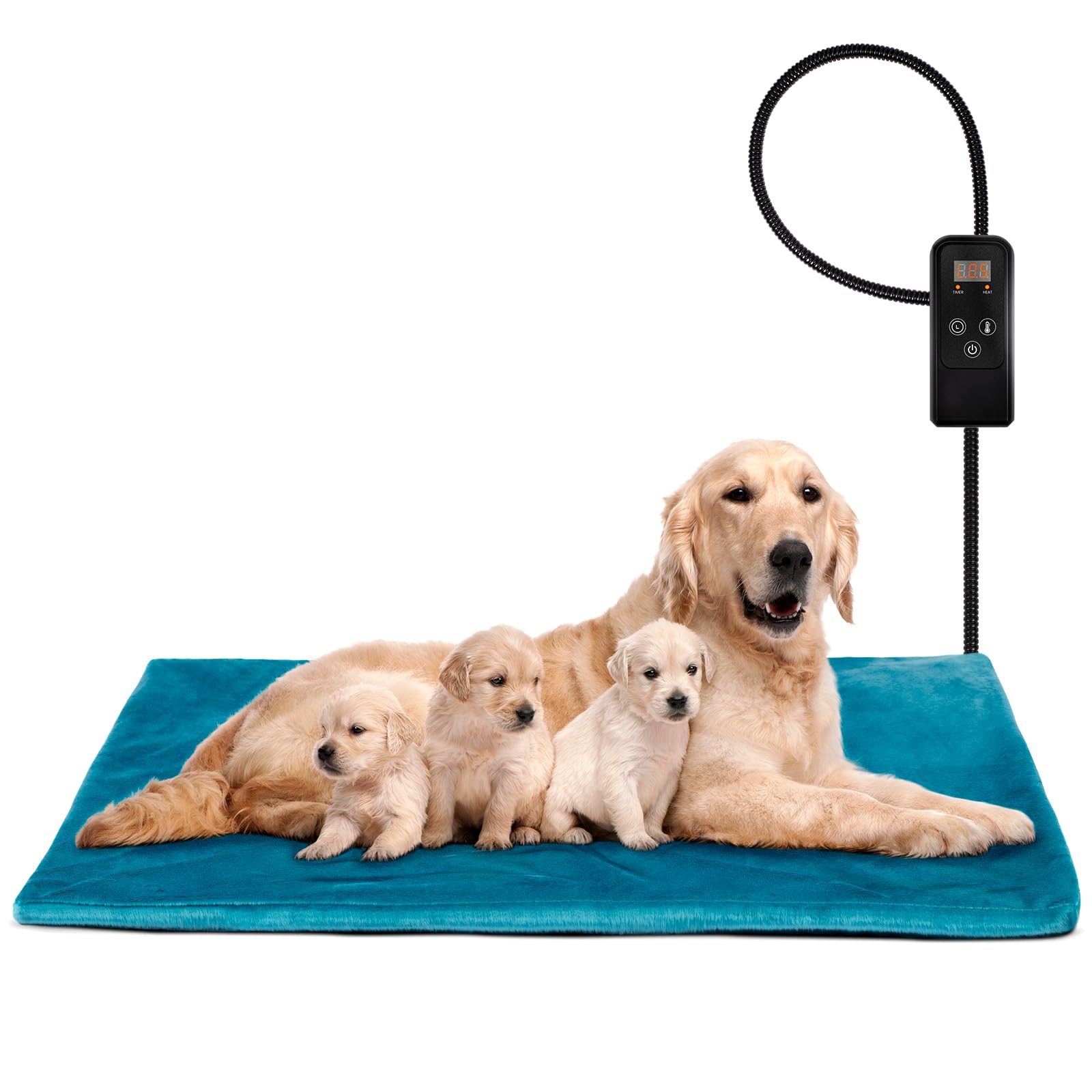 Niubya Pet Heating Pad For Dogs And Cats, Adjustable Temperature And Waterproof Pet Heated Mat With Timer, Electric Heating Pet 