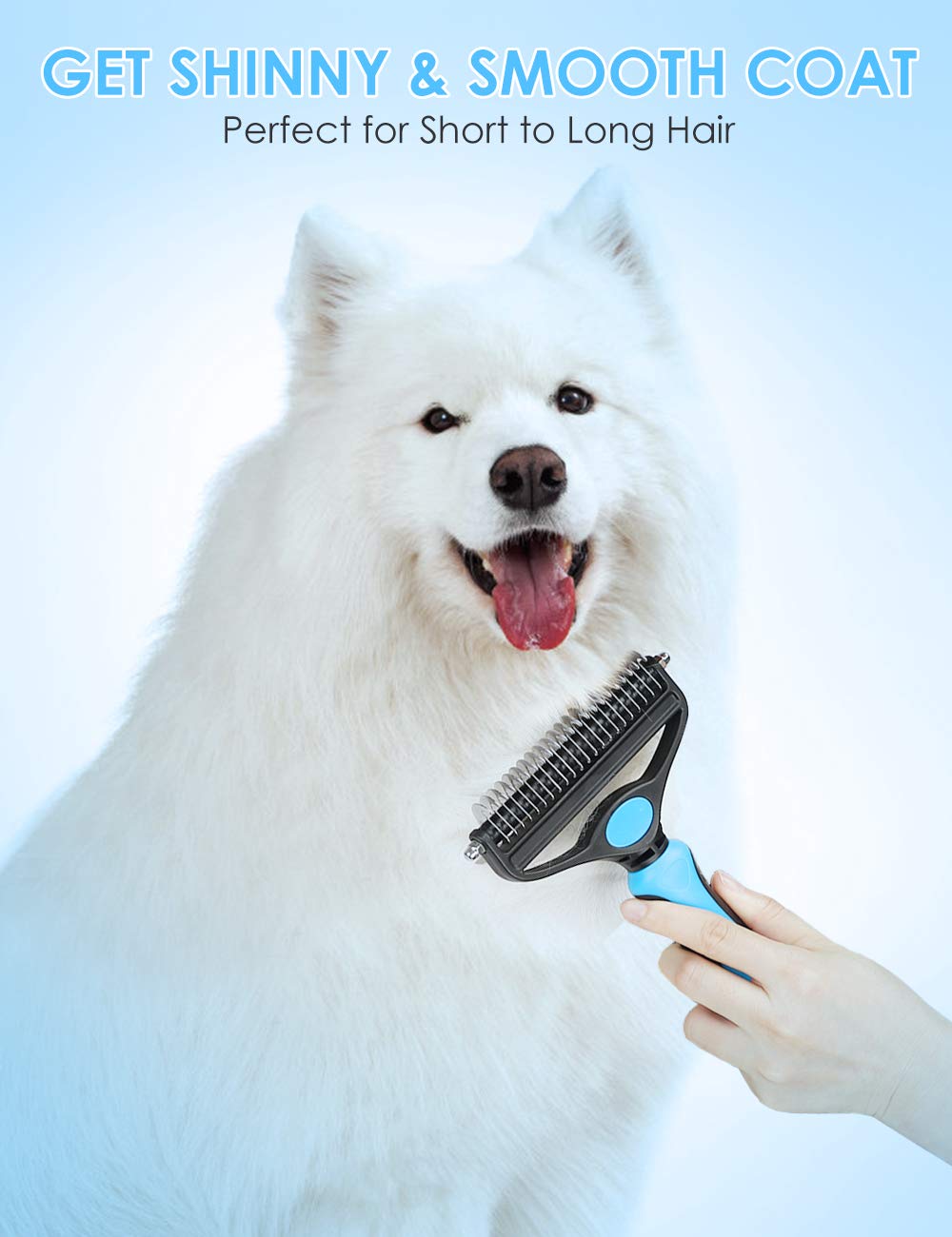 Malsipree Dog Grooming Brush For Shedding - 2 In 1 Deshedding Tool And Undercoat Rake For Long And Short Haired Dogs With Double