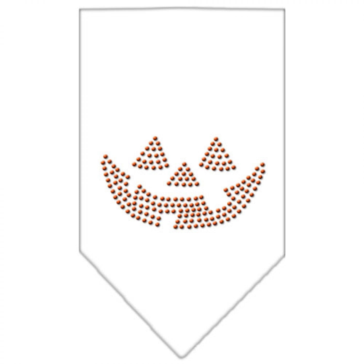 Halloween Pet and Dog Bandana Rhinestone, Jack O Lantern White Large