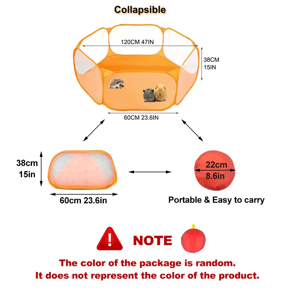 Small Animals C&C Cage Tent, Breathable & Transparent Pet Playpen Pop Open Outdoor/Indoor Exercise Fence, Portable Yard Fence fo