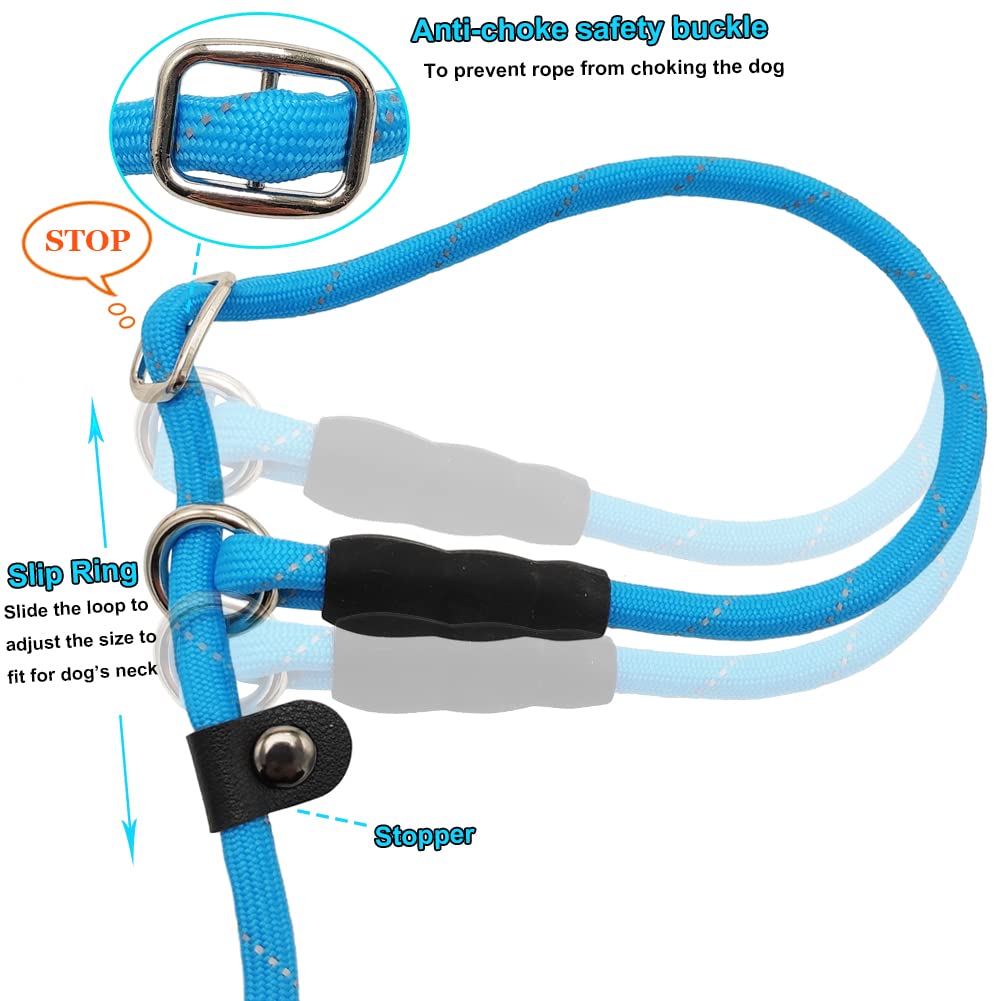 Btinesful 10Ft / 15Ft / 20Ft Anti-Choke Slip Lead Dog Leash, Reflective 1/3    Rope Leash Long Training Lead For Small Medium Do