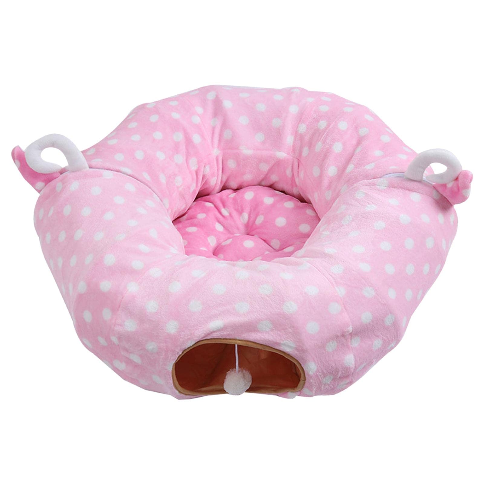 Ujeavette Cat Tunnel Bed Tube With Central Mat Toy Playground For Kitten Puppy Pink