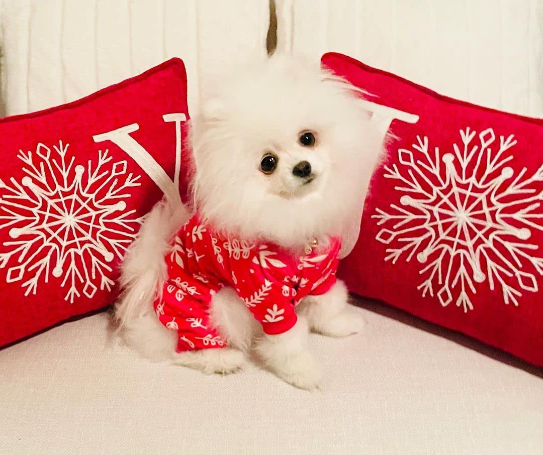 Cutebone Dog Pajamas Christmas Tree Branches Dog Apparel Dog Jumpsuit Pet Clothes Pajamas P18M