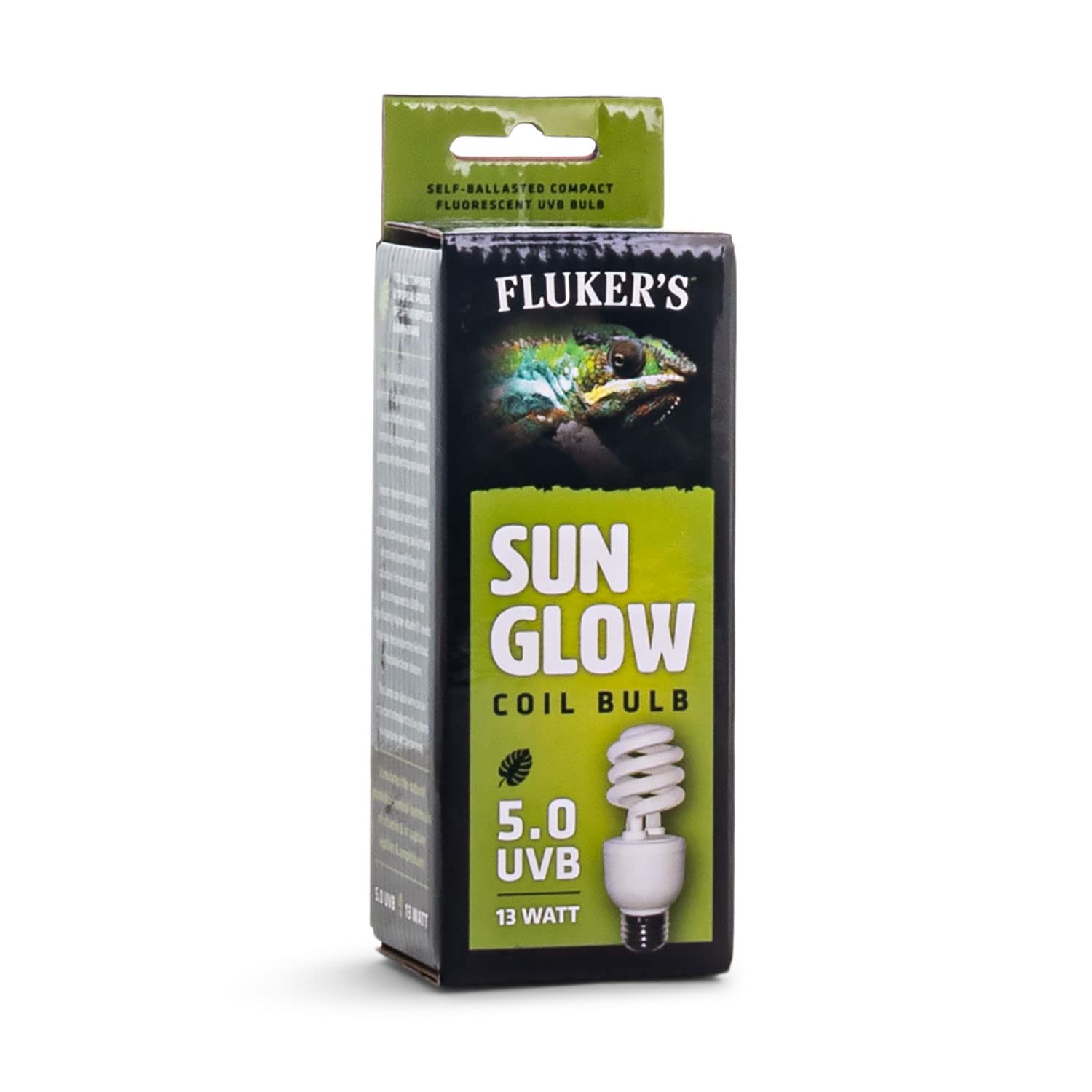 Fluker's Sun Glow 5.0 UVB Coil Bulb for Tropical Reptiles, 13 Watt, Black - Stimulates Vitamin D Synthesis in Captive Reptiles