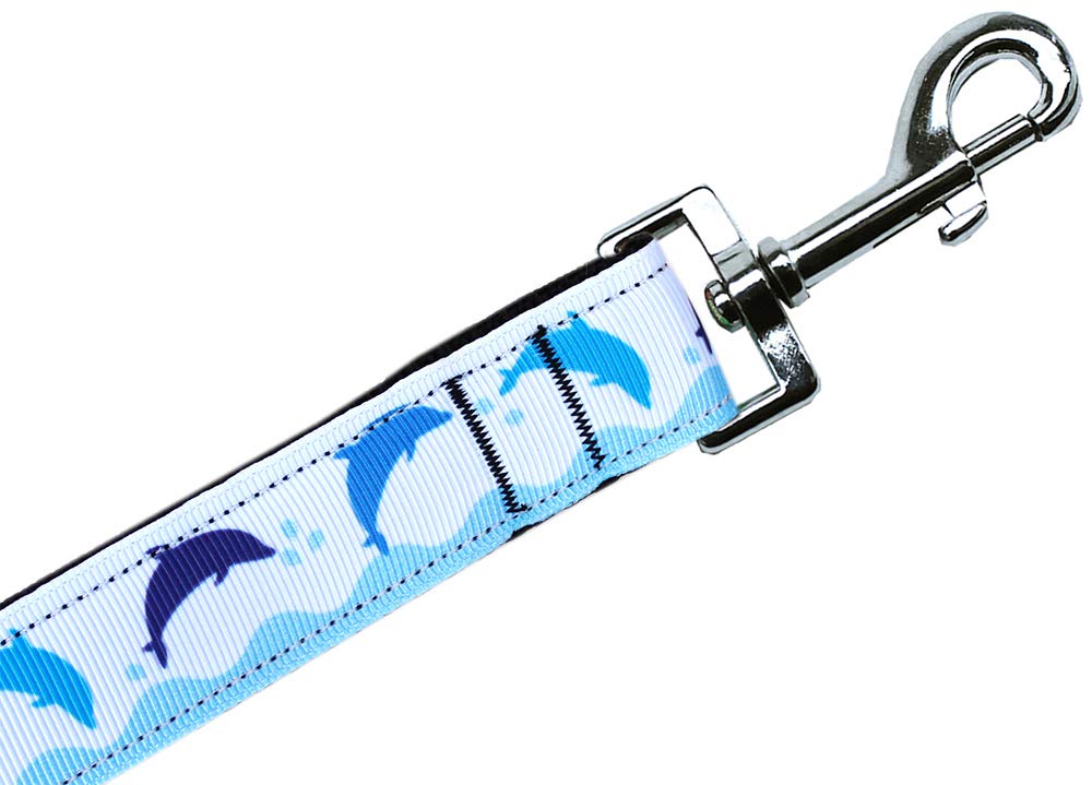 Mirage Blue Dolphins Nylon Pet Leash 5/8in by 6ft