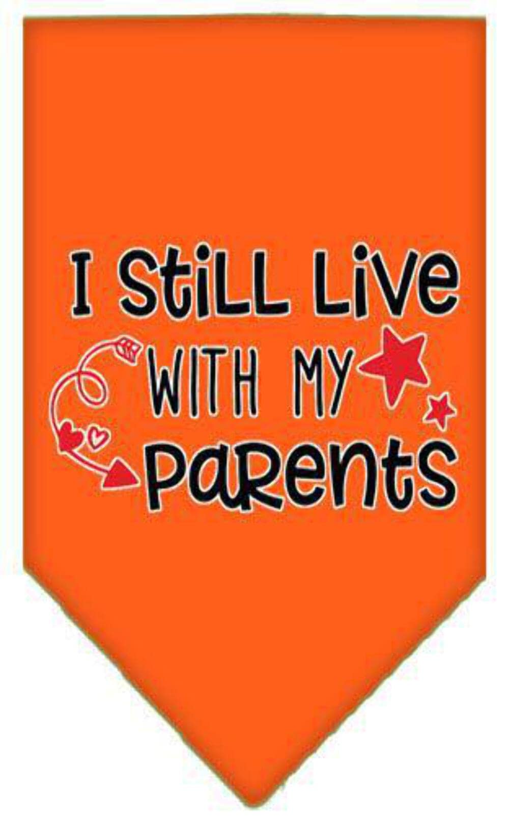 Pet and Dog Bandana Screen Printed, "I Still Live With My Parents" Orange Small