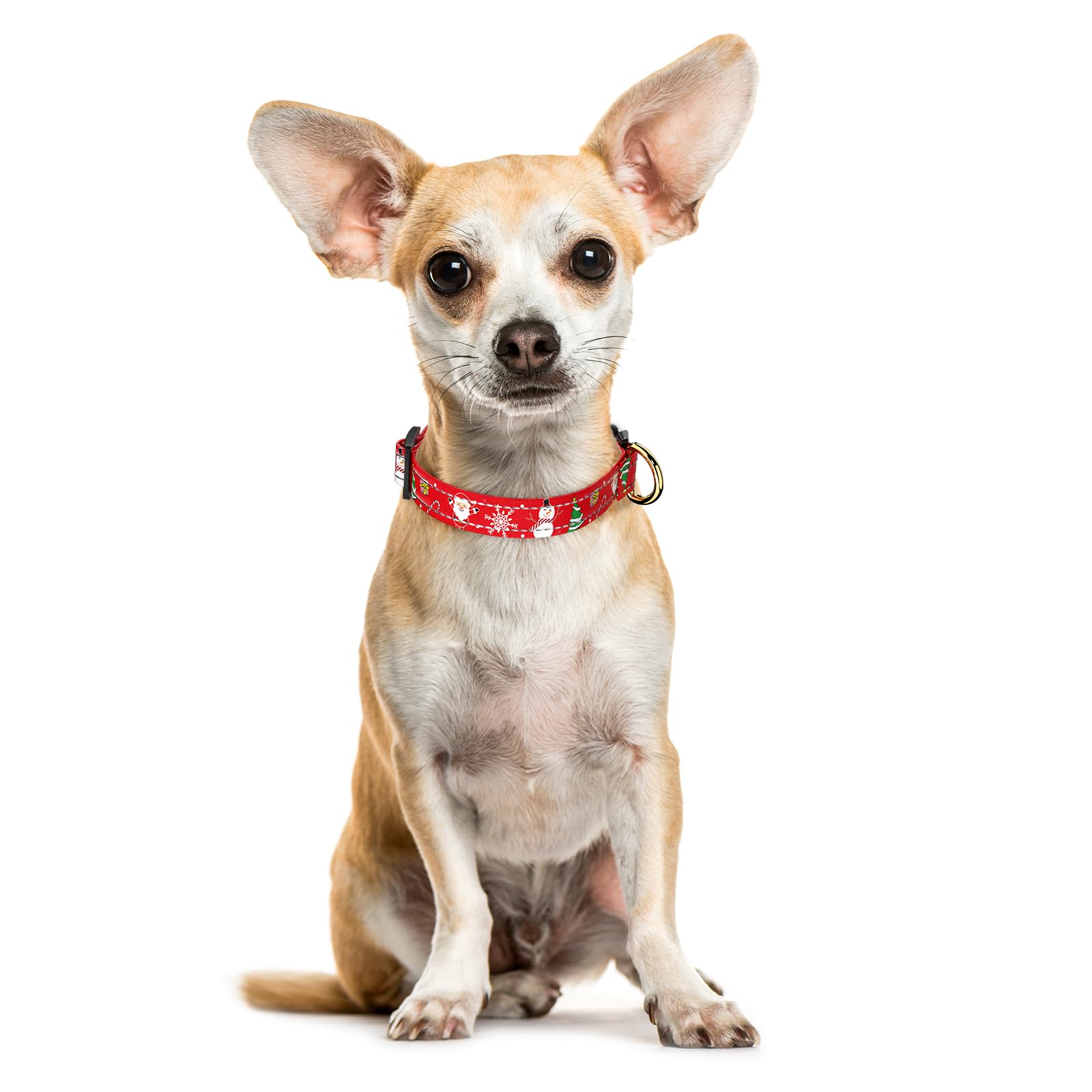 Tmoodel Reflective Dog Collar - Cute Christmas Style For Small Dogs, Soft Nylon Puppy Collar With Adjustable Size And Quick Rele