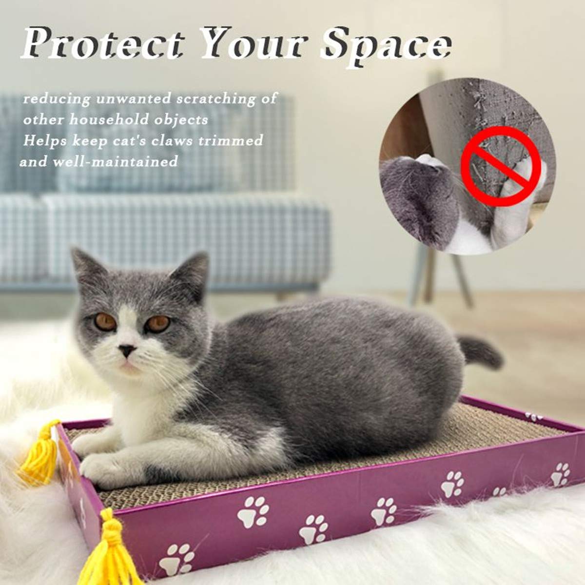 Peekab Cat Scratcher Cardboard Wide Scratching Board Reversible Corrugate Cat Scratch Pad With Box Catnip Included Large 3Pcs