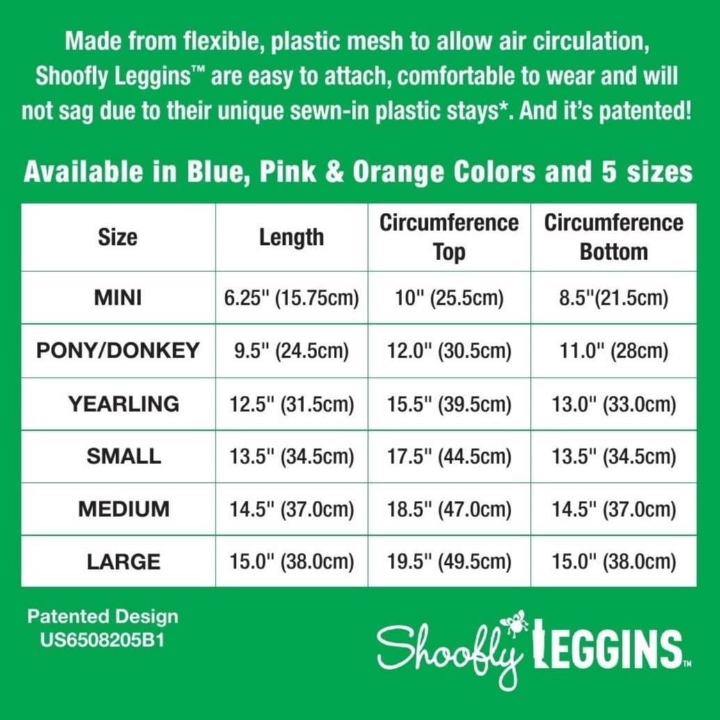 SHOOFLY Horse Leggins, Prevent Paintful Fly Bites, Reduces Stress & Stomping, Chemical-Free Plastic Mesh Material (Orange/Medium