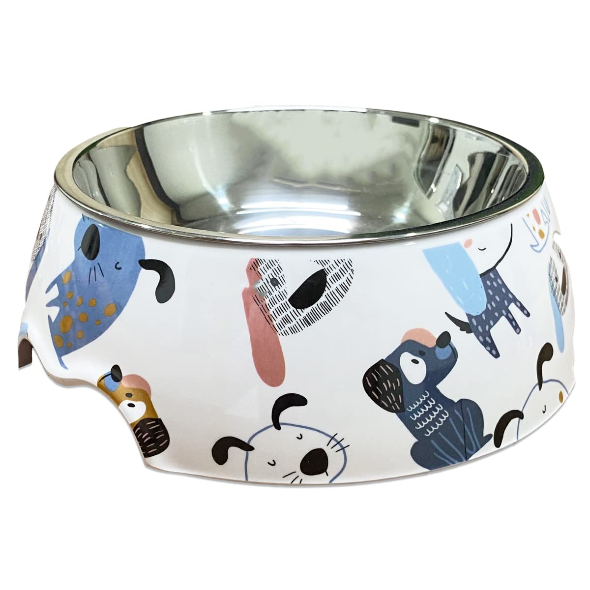 Petvogue Food & Water Feeding Bowl For Dog, Cat And Pets, Melamine & Stainless Steel With AntiSkid Base For Indoor And Outdoor 