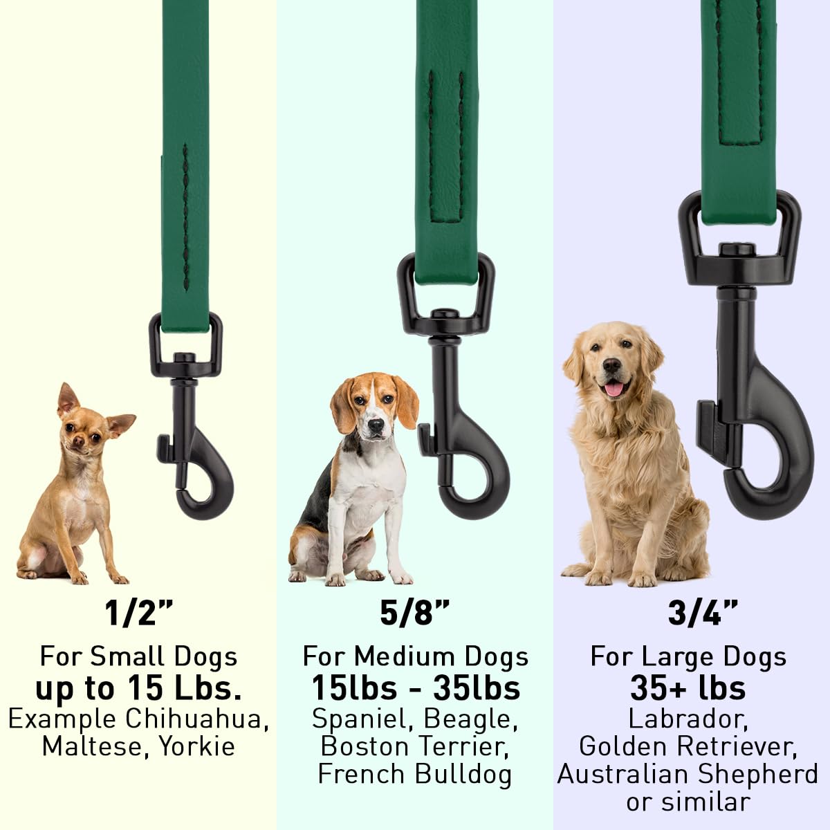 Dogline Biothane Waterproof Dog Leash Strong Coated Nylon Webbing With Black Hardware Odor-Proof Easy To Clean High Performance For Small Or Large Dogs Made In Usa 4 Or 6 Ft Lead, Hunter Green