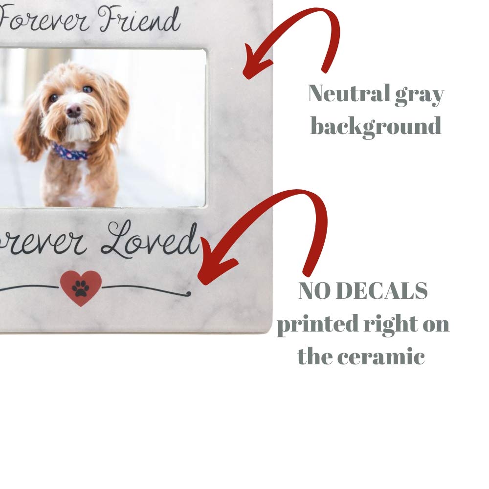 Banberry Designs Pet Memorial Frame - Forever Friend Forever Loved Paw Print And Heart Design Picture Frame - Easel Back - Loss