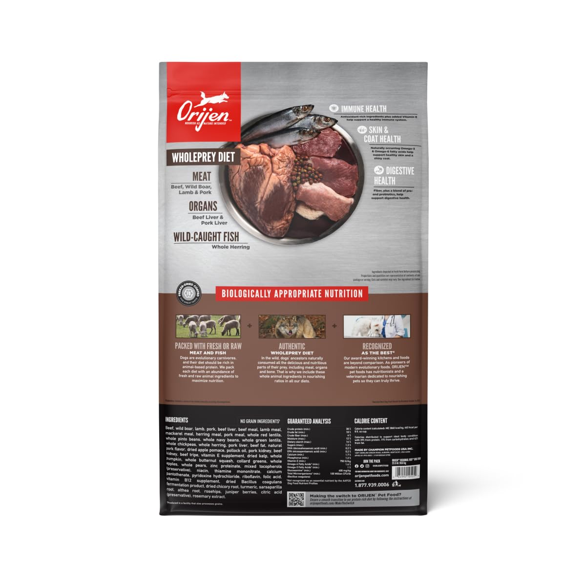 ORIJEN REGIONAL RED Dry Dog Food, Grain Free and Poultry Free Dog Food, Fresh or Raw Ingredients, 23.5lb