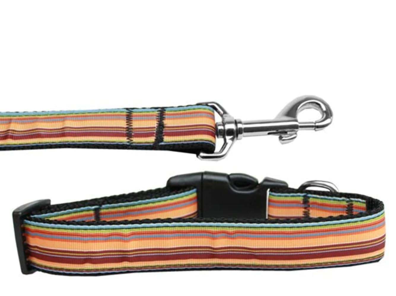 Pet Dog & Cat Nylon Collar or Leash, "Autumn Stripes" 5/8" w x 4 ft. leash