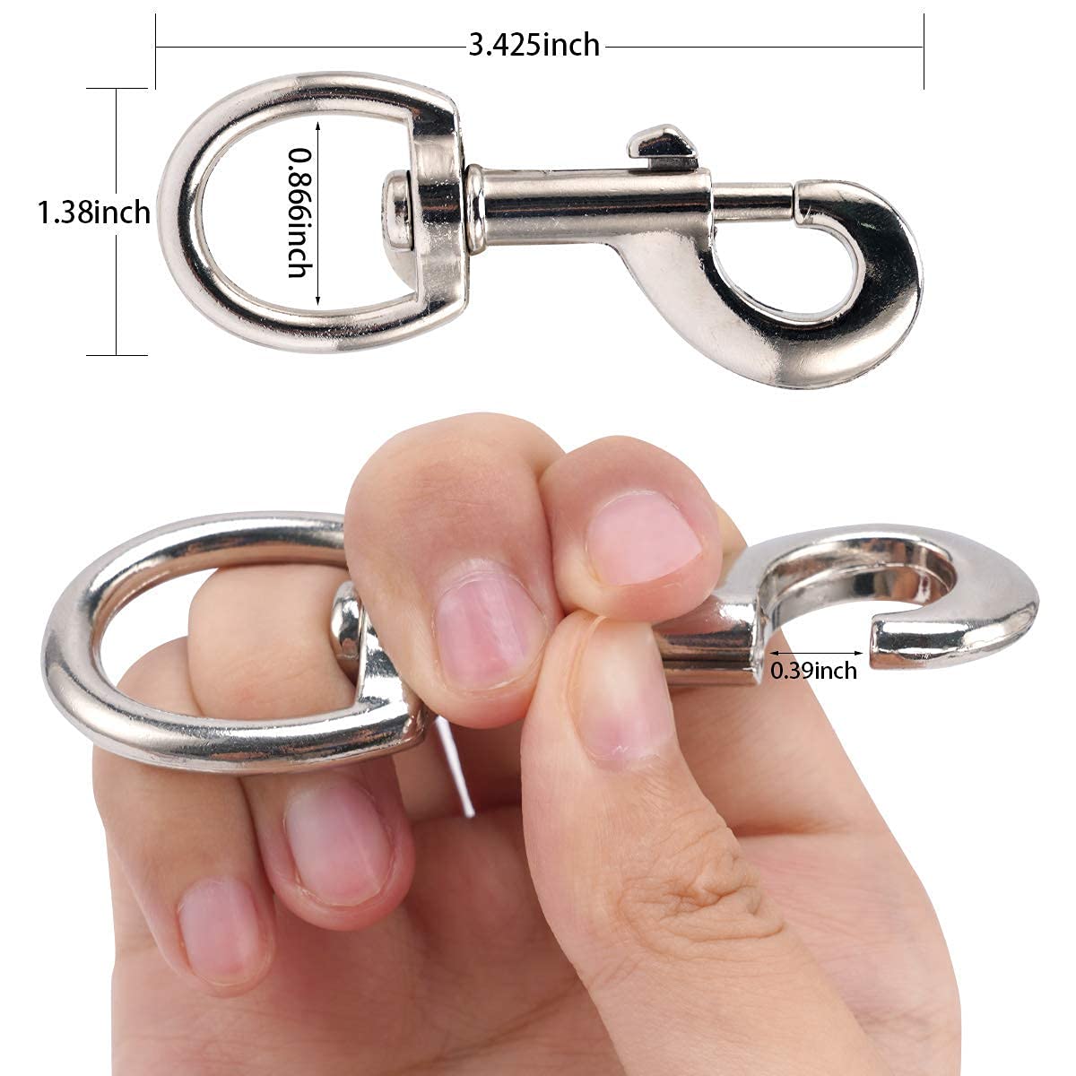 Owayoto Swivel Eye Bolt Snap Hook Dog Leash Clips Dog Leash Clasp Flag Pole Snap Clip Flag Hook Leash Hooks Heavy Duty Pet Leash Flag Pole Key Chain 3.425 Inch 5Pcs