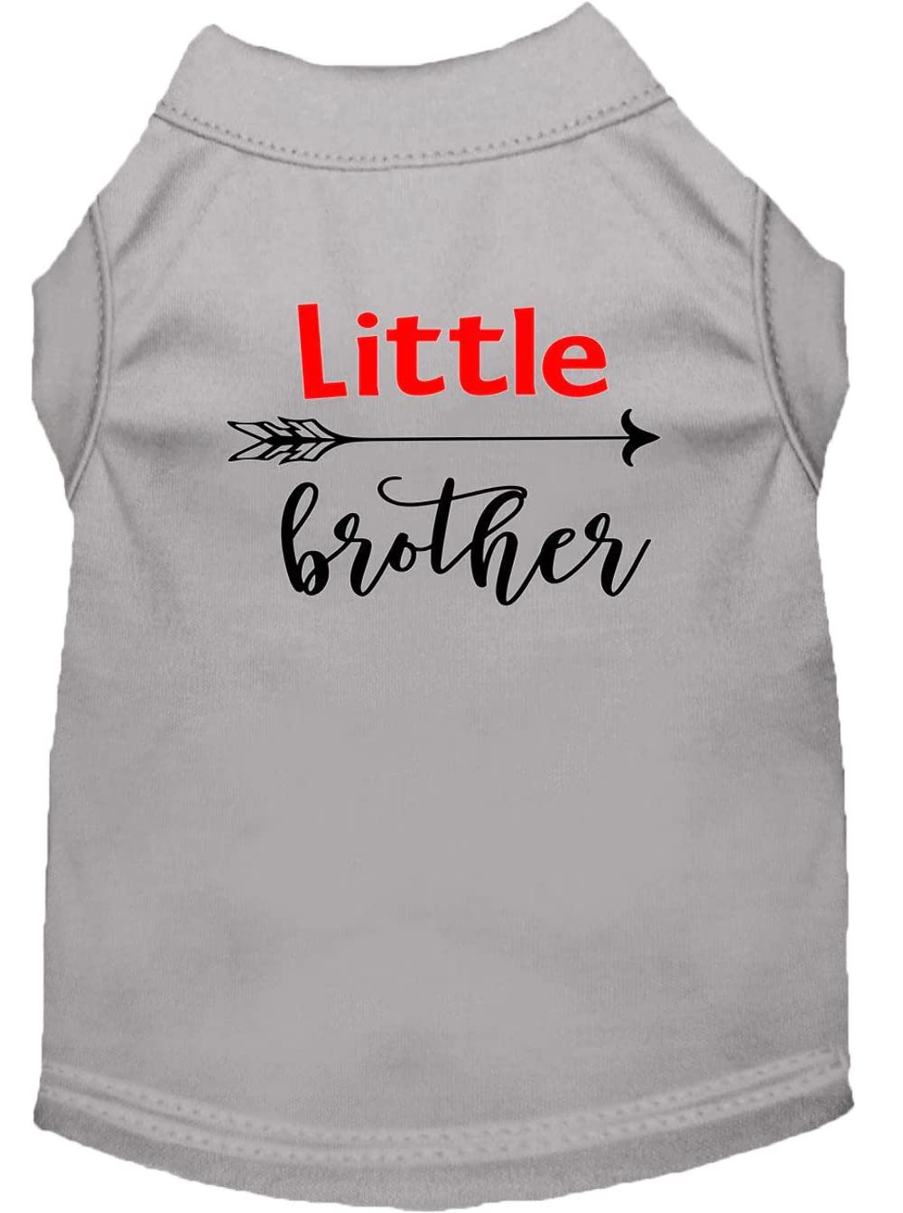 Pet Dog & Cat Shirt Screen Printed, "Little Brother" Gray 2XL (20-25 lbs.)
