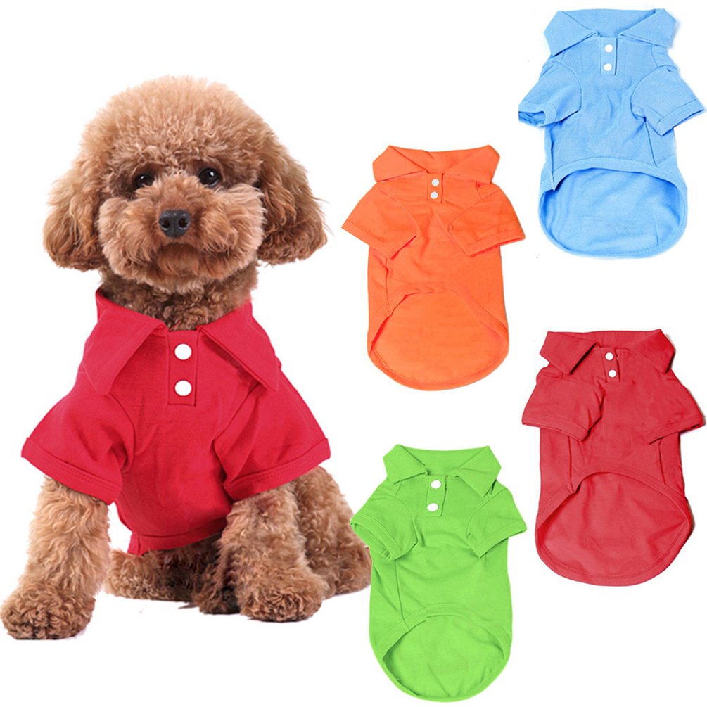 Kingmas 4 Pack Dog Shirts Pet Puppy T-Shirt Clothes Outfit Apparel Coats Tops - X-Small