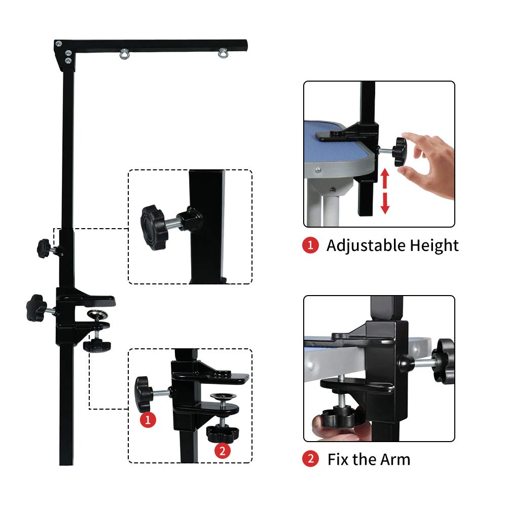 Leibou Foldable Pet Grooming Arm With Clamp, Dog Grooming Loop Noose &Two No Sit Haunch Holder For Medium & Small Pets 36    Hei