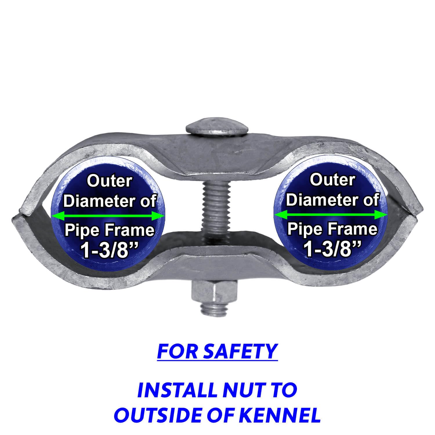 Chain Link Fence Panel Clamps ~ Kennel Clamps: (8 Set) For 1-3/8' Chain Link Fence Pipe Panel Frames. For Dog Kennels/Dog Runs, Or Temporary Chain Link Fence. Saddle Clamps.