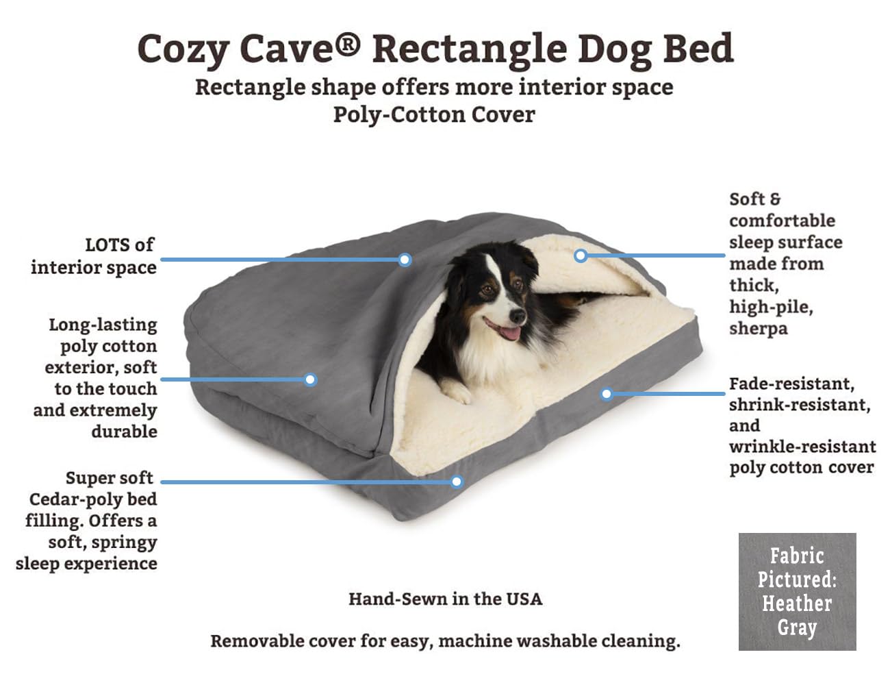 Snoozer Pet Products Rectangle Cozy Cave Dog Bed, Large, Khaki