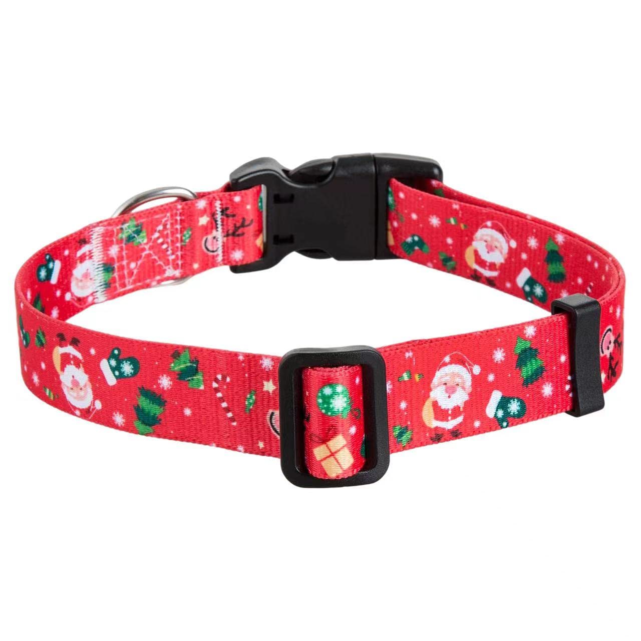 Hqyddmi Christmas Dog Collar With Santa Print, Soft Comfortable Adjustable Collars For Small Medium Large Dogs(Christmas,M)