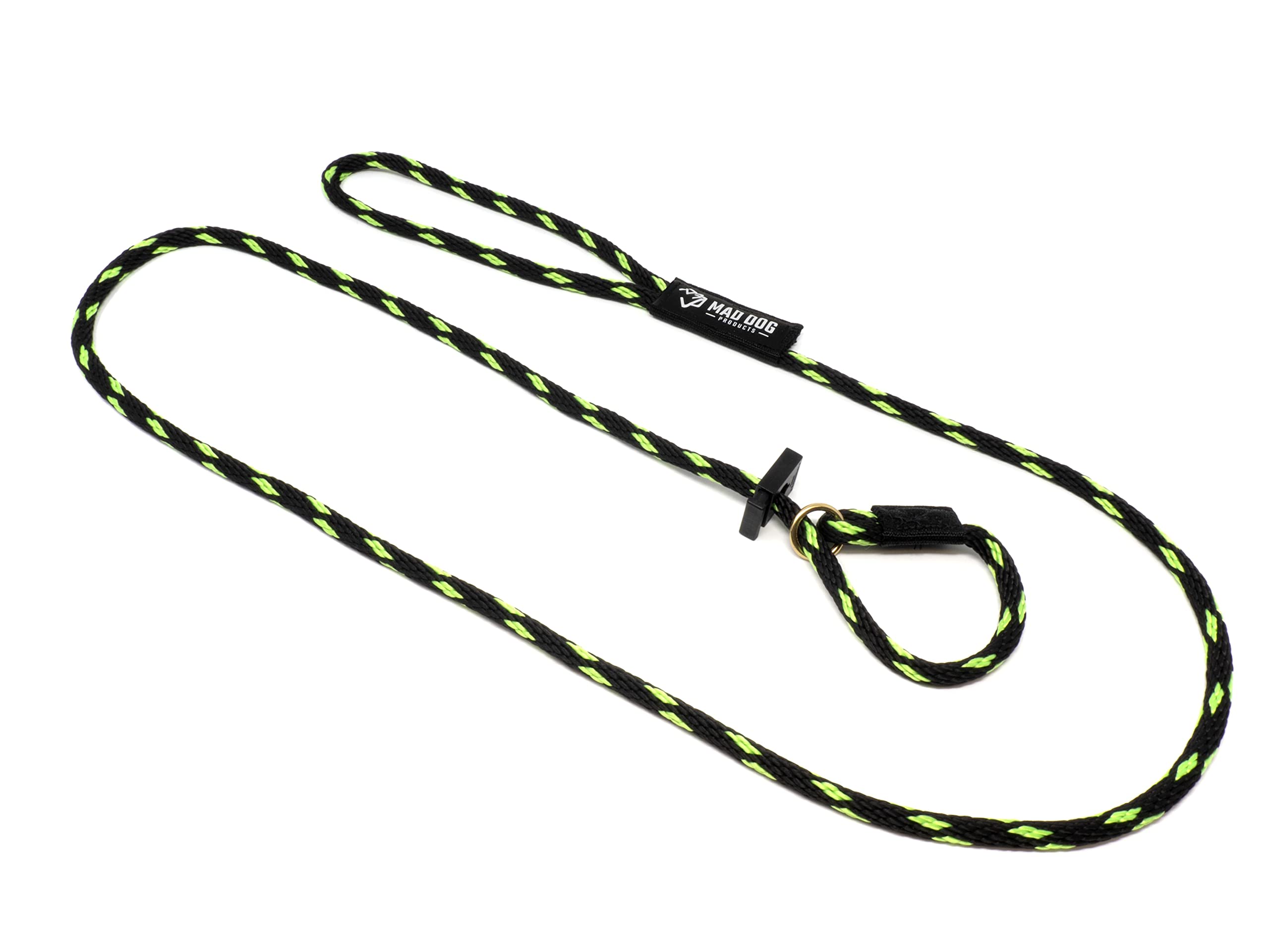 Mad Dog Products English Slip Dog Lead | 1/2 Inch X 4 Feet | Black & Lime