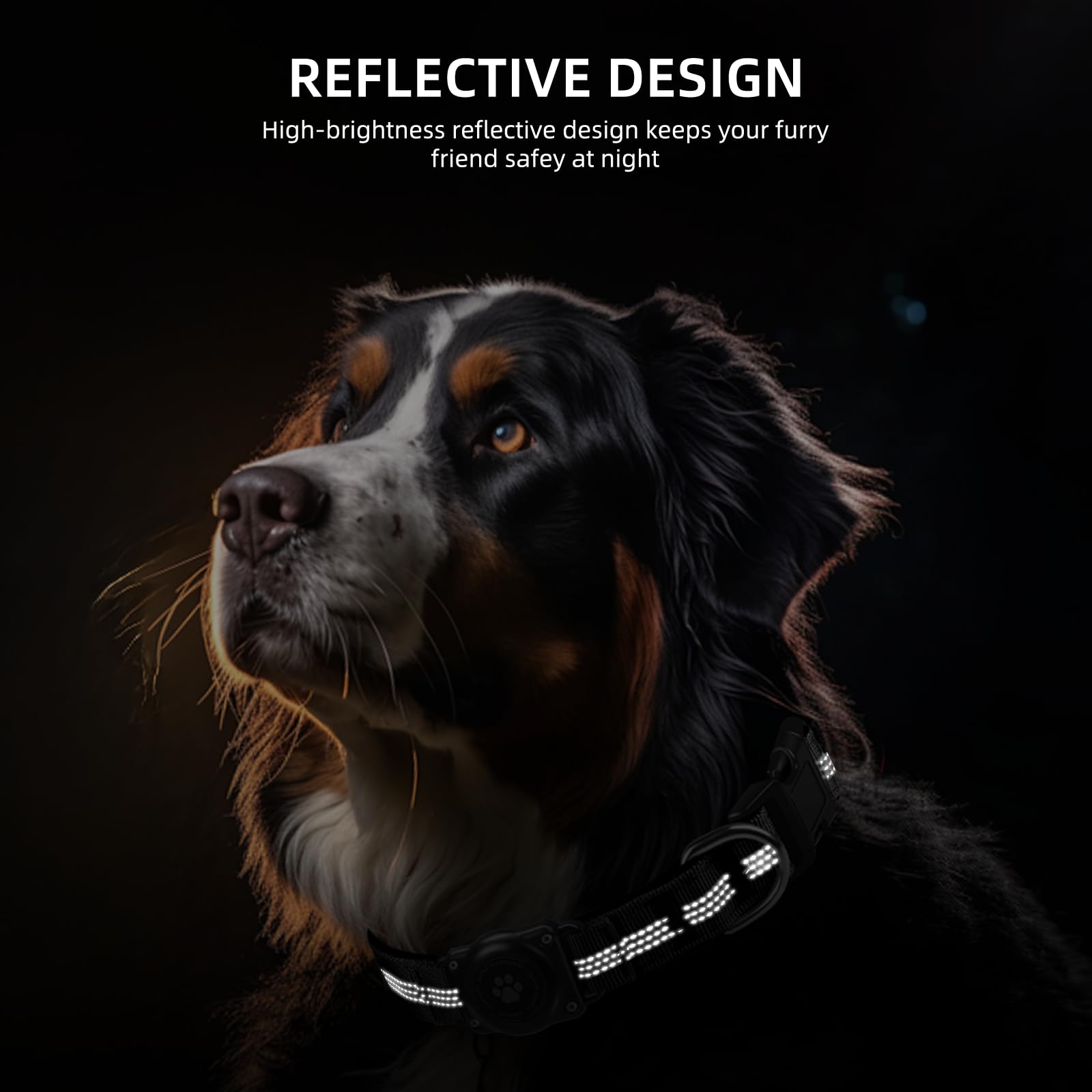 Upgraded Airtag Dog Collar, Ip68 Waterproof Air Tag Dog Collar Holder, Reflective, Ultra-Durable, Comfortable Padded, Heavy Duty Dog Collars For Small Medium Large Dogs (L (14.8'-20.3'), Black)