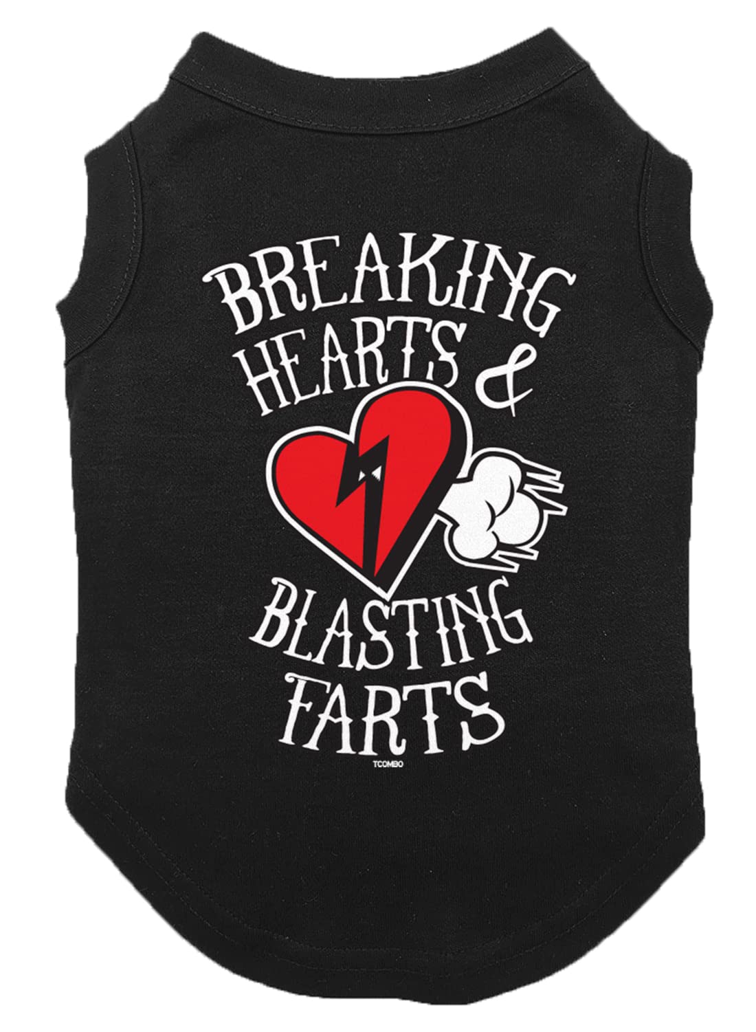 Tcombo Breaking Hearts & Blastings Farts Dog Shirt (Black, Medium)