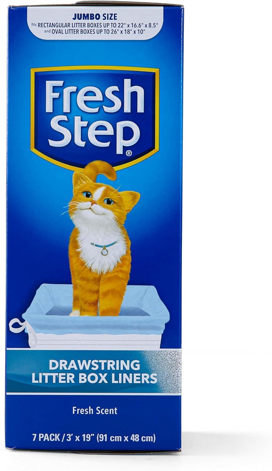 Fresh Step Drawstring Large Litter Box Liners | Heavy Duty Liners For Cat Litter Box | Scented & Unscented Available | Quick & Easy Cleanup, Scented, Jumbo - 4 Pack