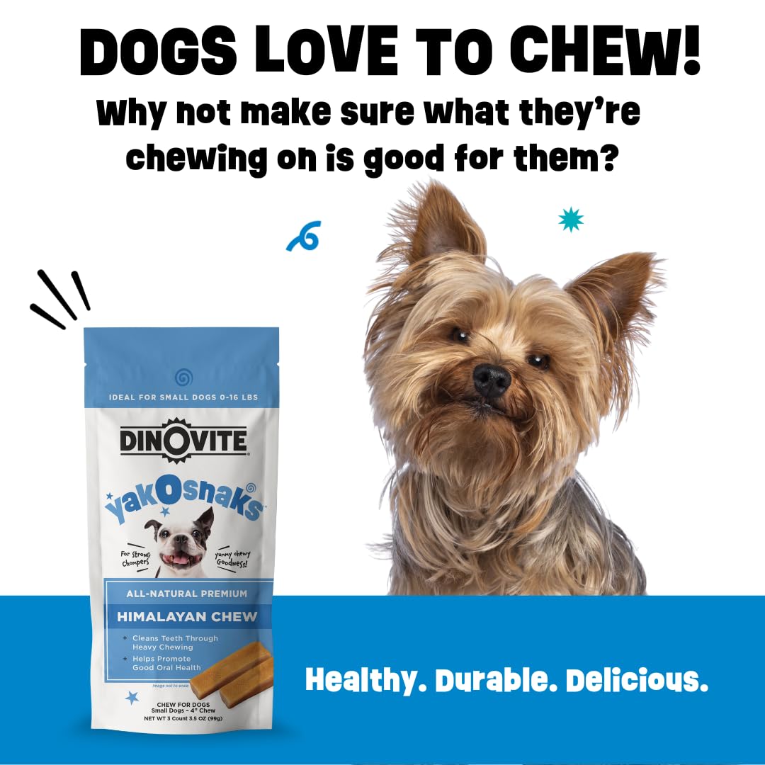 Dinovite YakoSnaks Himalayan Yak Cheese Himalayan Dog Chews, Long Lasting Yak Chews for Dogs, Low Odor Himalayan Dog Chews, Natu