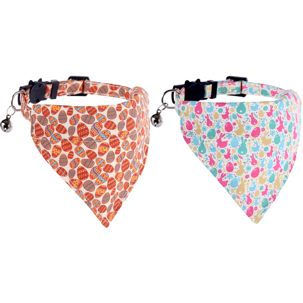 Easter Cat Collar Breakaway With Bandana And Bell For Kitty Adjustable Safety Easter Egg Bunny