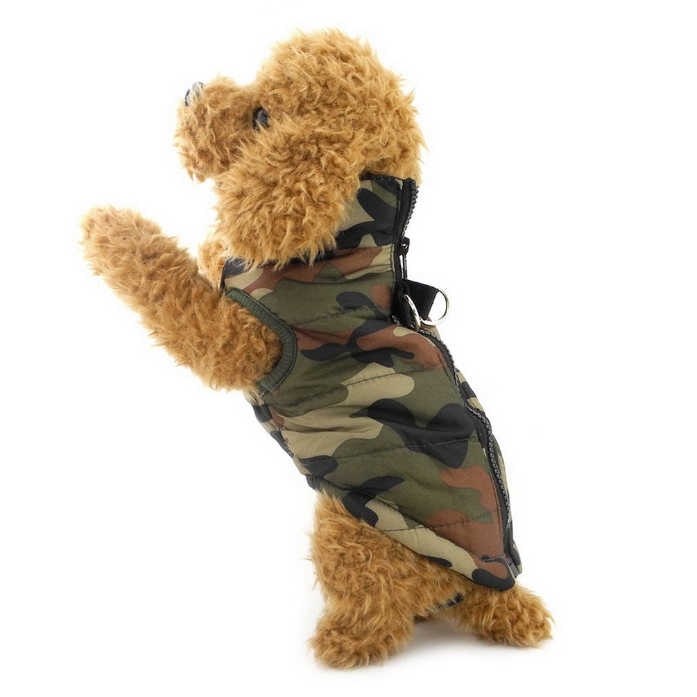 Smalllee_Lucky_Store New Various Pet Cat Dog Soft Padded Vest Harness Small Dog Clothes Green Camouflage M, Model:Bfl049-Green-M