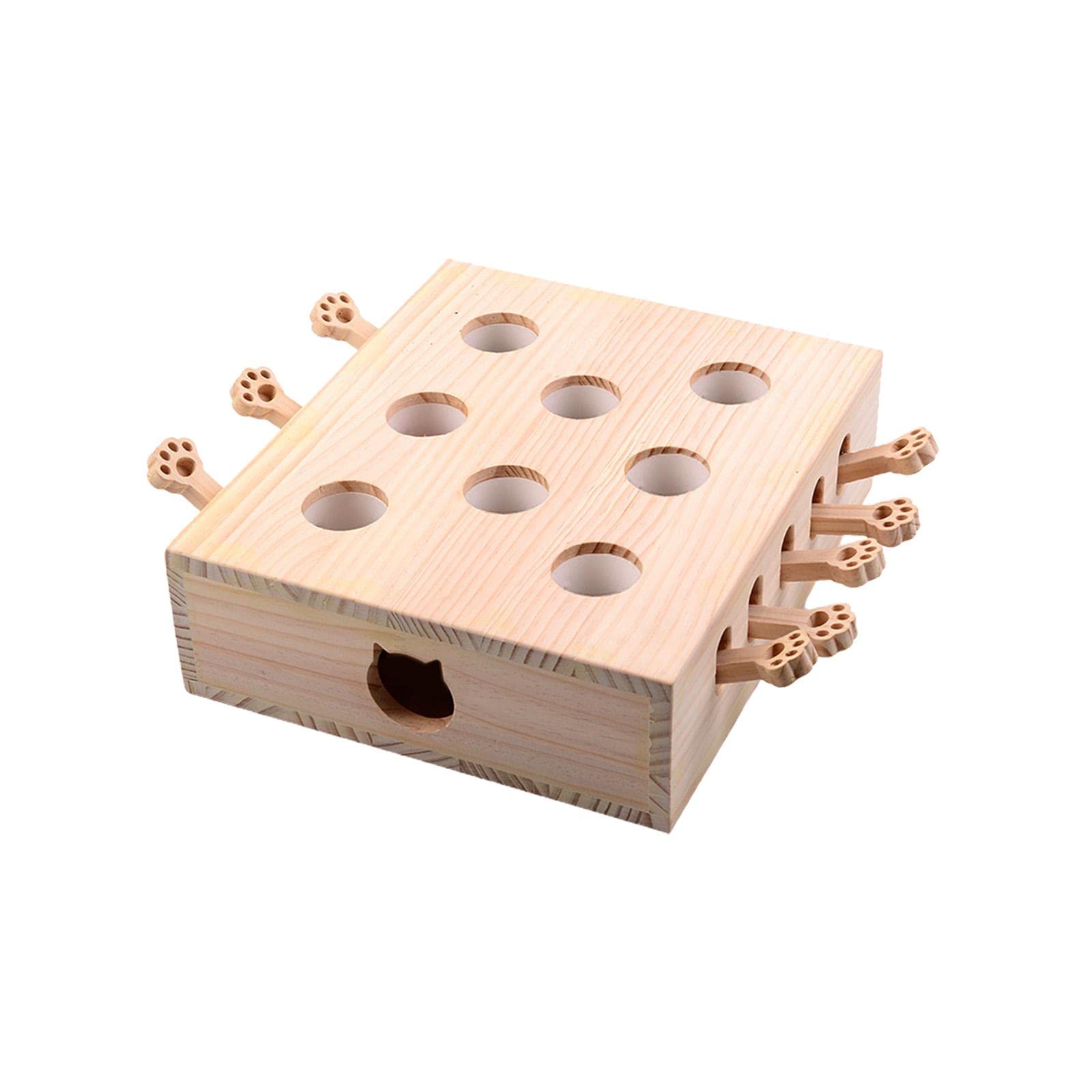 Secret Desire Wooden Cat Toys Whack Mole Kitty Catching Maze Box Pet Supplies Interactive Mice Shape
