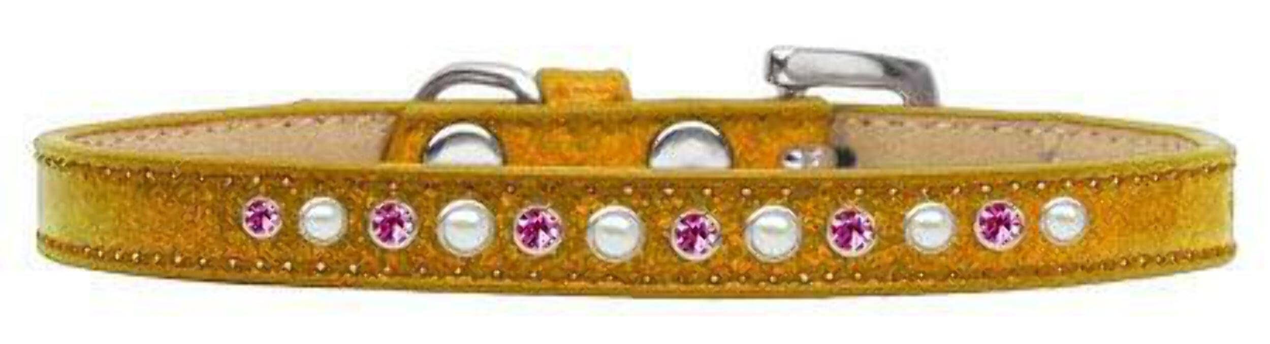 Dog, Puppy and Pet Ice Cream Collar, "Pearl & Pink Crystal Rimsets" Silver 14