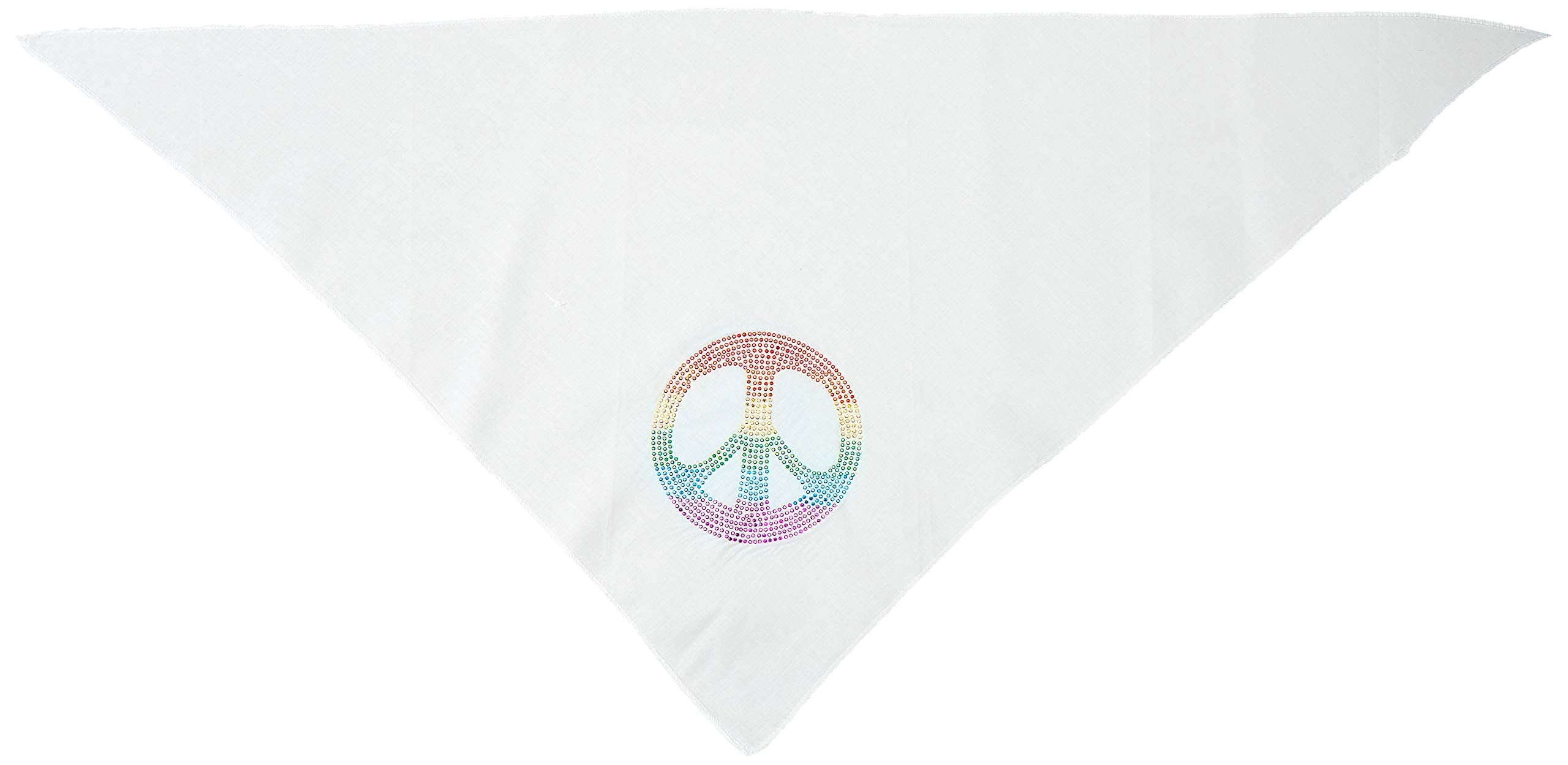 Mirage Pet Products Rainbow Peace Sign Rhinestone Bandana, Large, White