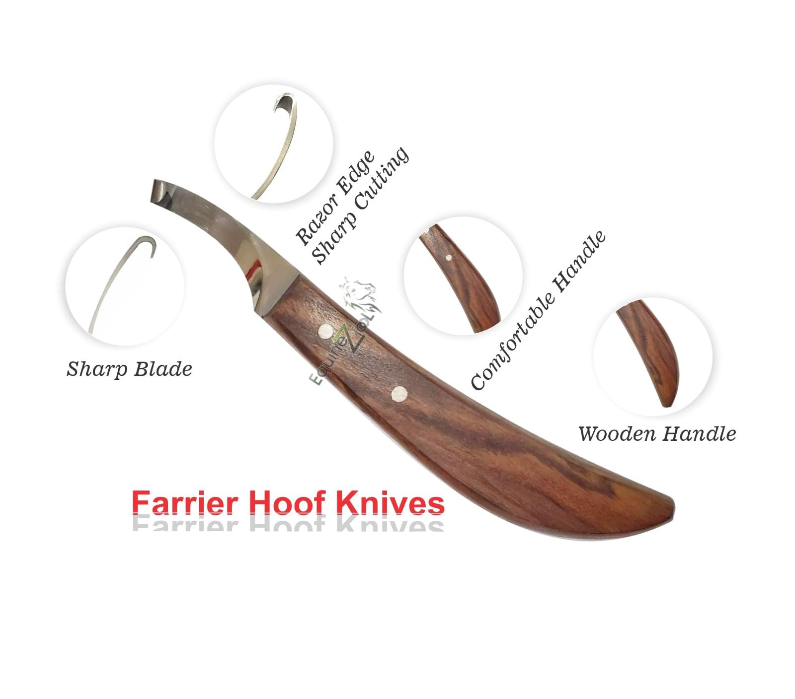 Equinez Tools Farrier Hoof Knives Set-Professional Left & Right Handed Hoof Trimming Knives with Razor Sharp Stainless Steel Bla