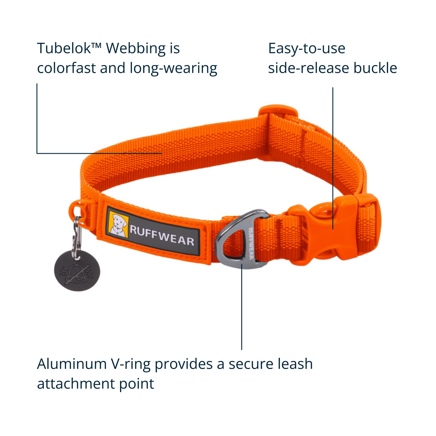 Ruffwear, Front Range Dog Collar, Durable And Comfortable Collar For Everyday Use, Blaze Orange, 11''-14''