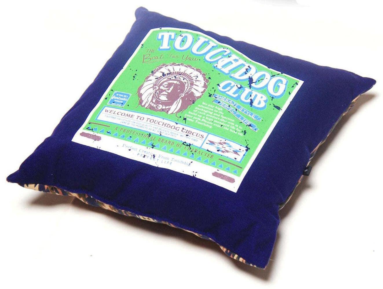 TOUCHDOG '70's Vintage-Tribal' Throwback Convertible Squared 2-in-1 Collapsible Pet Dog Cat House Bed Lounge, One Size, Midnight Blue, Sandalwood